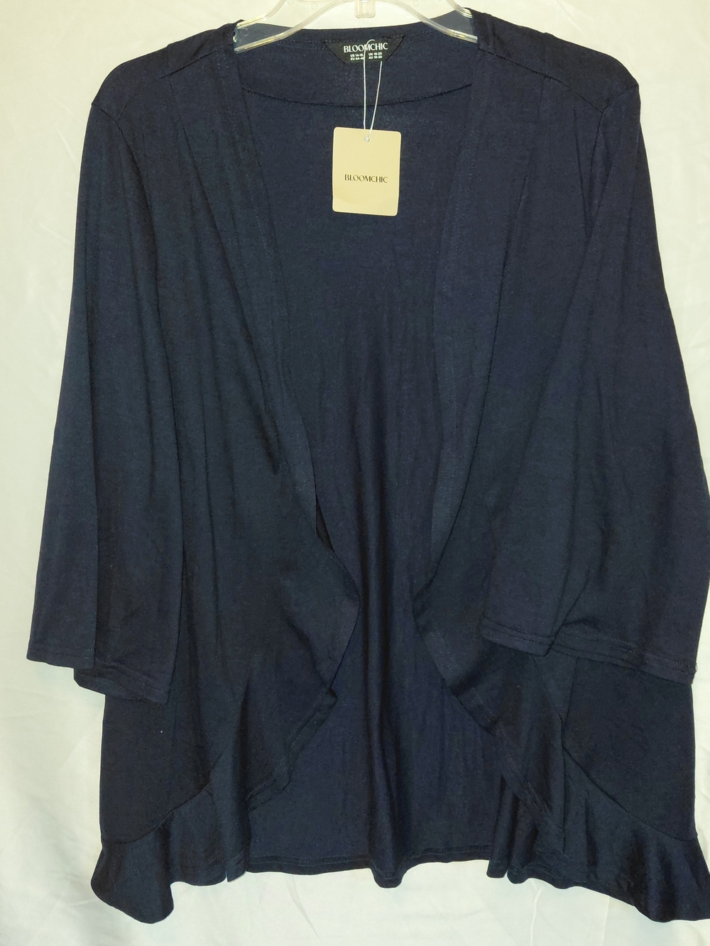 BloomChic Navy Open-Front Draped Women's Cardigan #2646